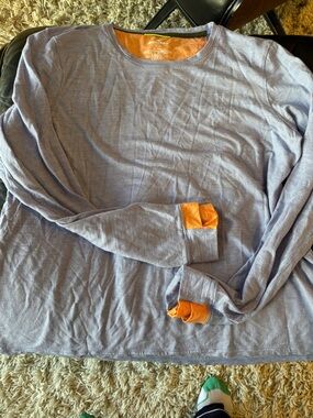 Bombas Men’d purple Long Sleeve  Orange Trim athletic base merino wool & Tencel